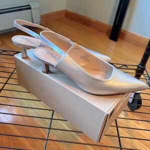 Silver Slingback pump